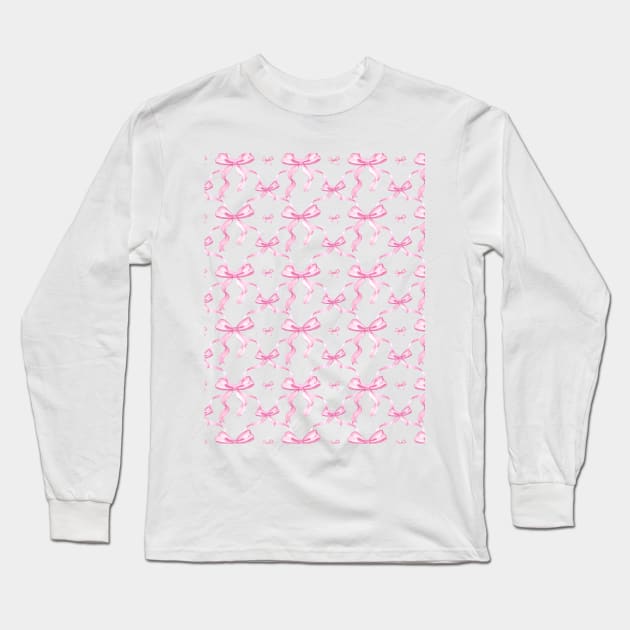 Aesthetic Pastel Pink Ribbons and bows in watercolor Long Sleeve T-Shirt by YourGoods